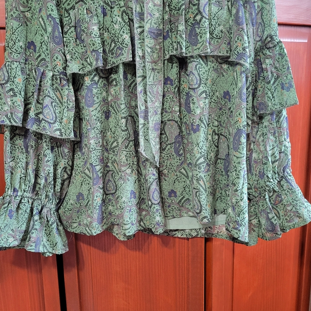 Lucky Brand Floral Paisley Print Bell Sleeve Fairy Victorian Style Blouse | XS - Picture 5 of 8